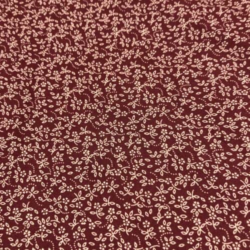 Red With Small Beige Flowers - 100% Cotton