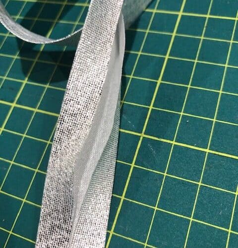 18mm silver sparkly bias binding