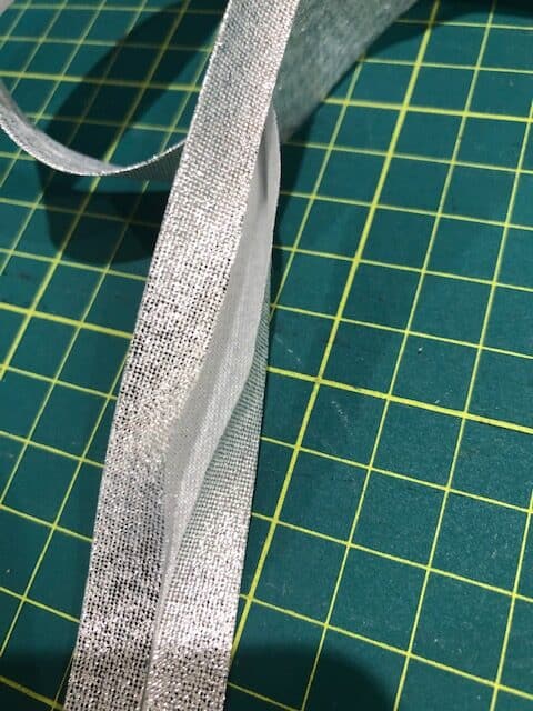 18mm silver sparkly bias binding