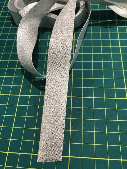 18mm silver sparkly bias binding