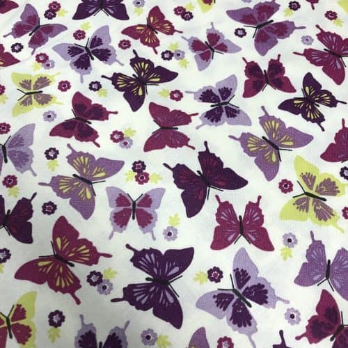 Butterflies on white - 100% Cotton