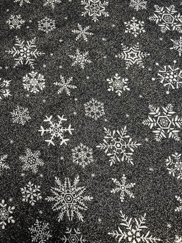 Black Sparkly with Metalic Snowflakes - 100% Cotton