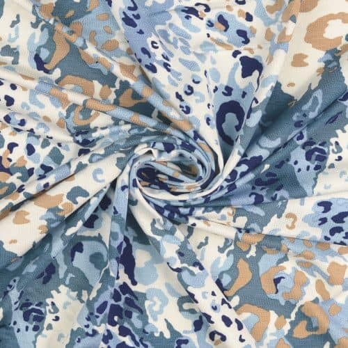 Multi Animal on Blue Rayon Jersey