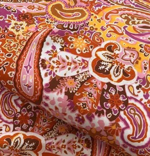 Pink and Gold Paisley Rayon Print