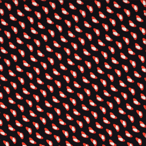 Black Red Small Ellipse Print Rayon Jersey from Santa Anna by Modelo Fabrics