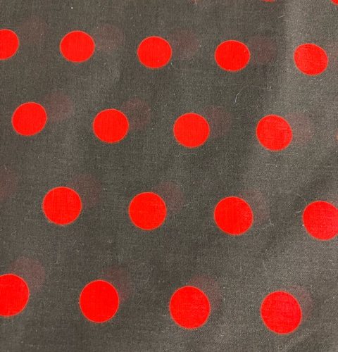Black with red large polka dots cotton poplin