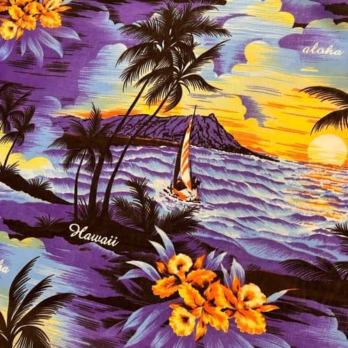 Hawaiian scene cotton poplin